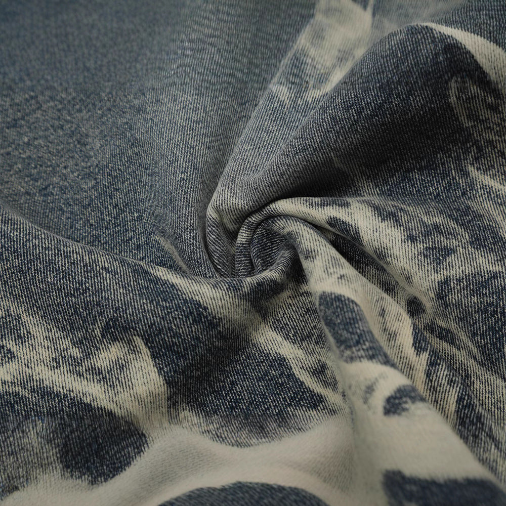 Tie-Dye Distressed Wide-Leg Denim Shorts