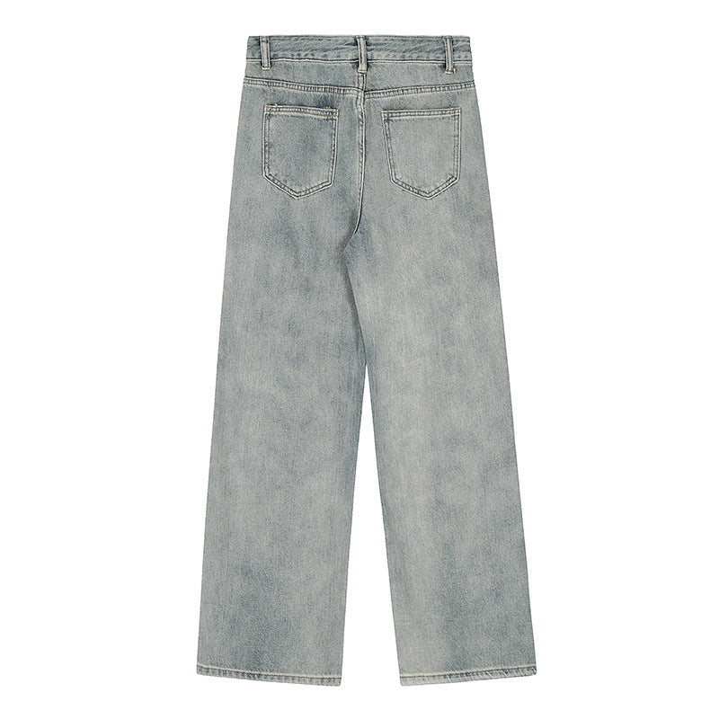 Vintage High-Waisted Star Patch Wide-Leg Jeans