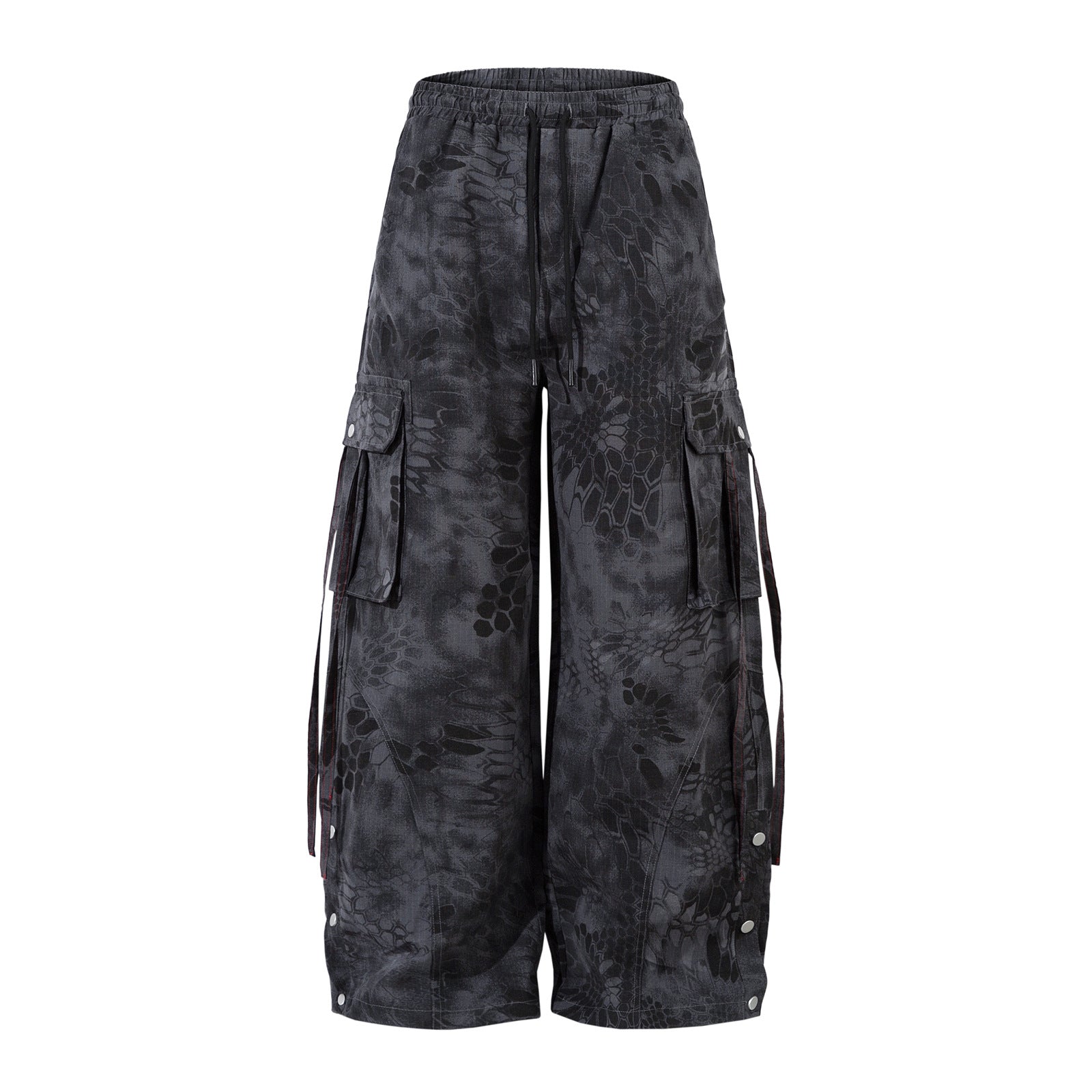 Retro Camo Snake-Print Multi-Pocket Cargo Pants