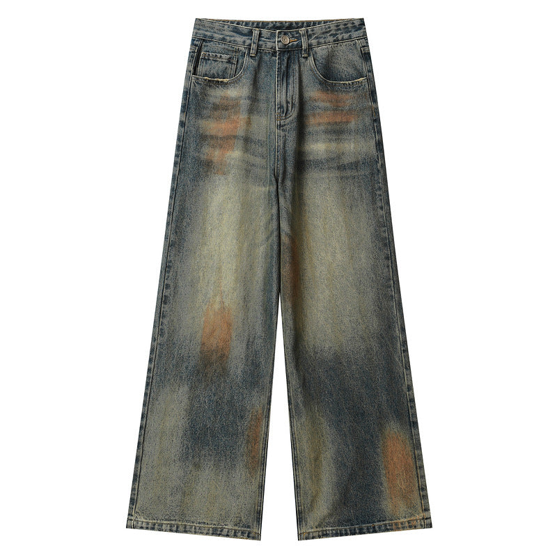 Rust-Washed Wasteland-Style Vintage Straight-Leg Jeans