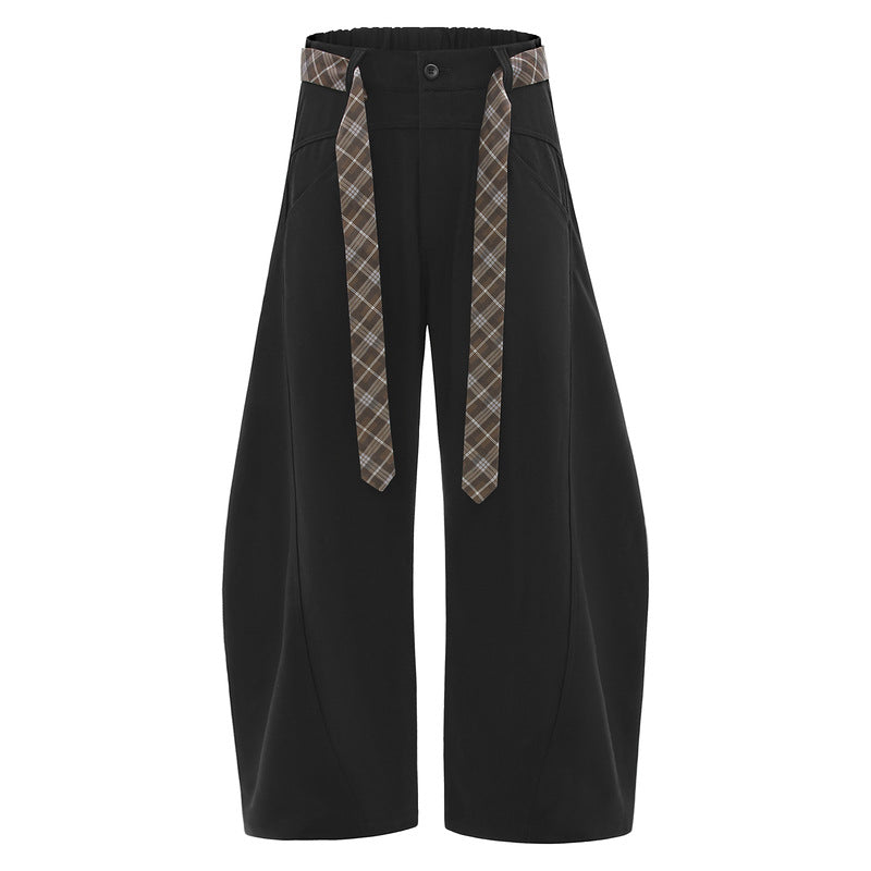 Retro Flared Trousers with Tie-Waist Design
