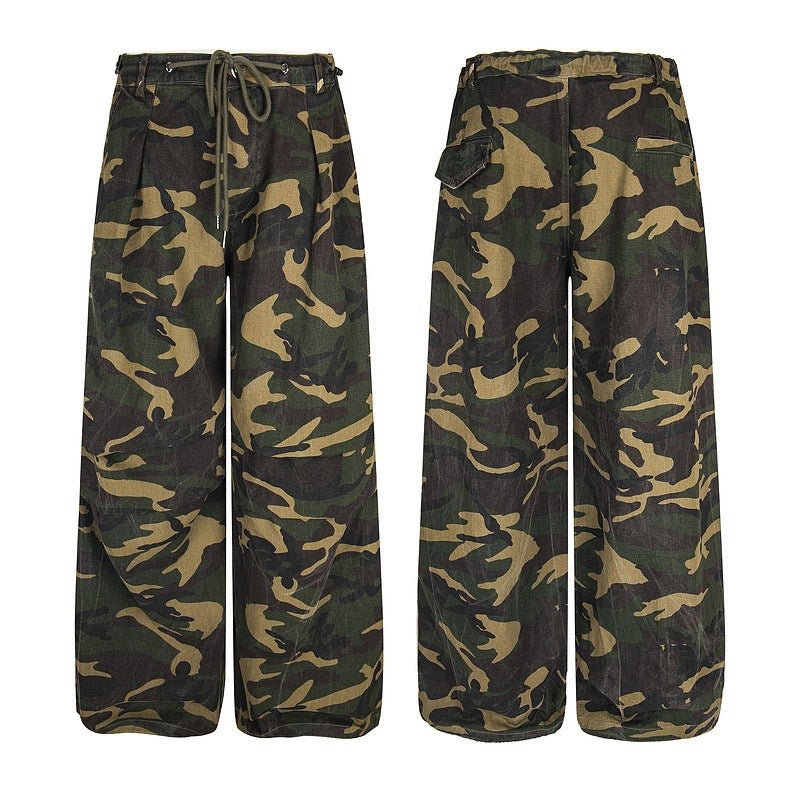 Vintage Knife-Cut Camo Cargo Pants