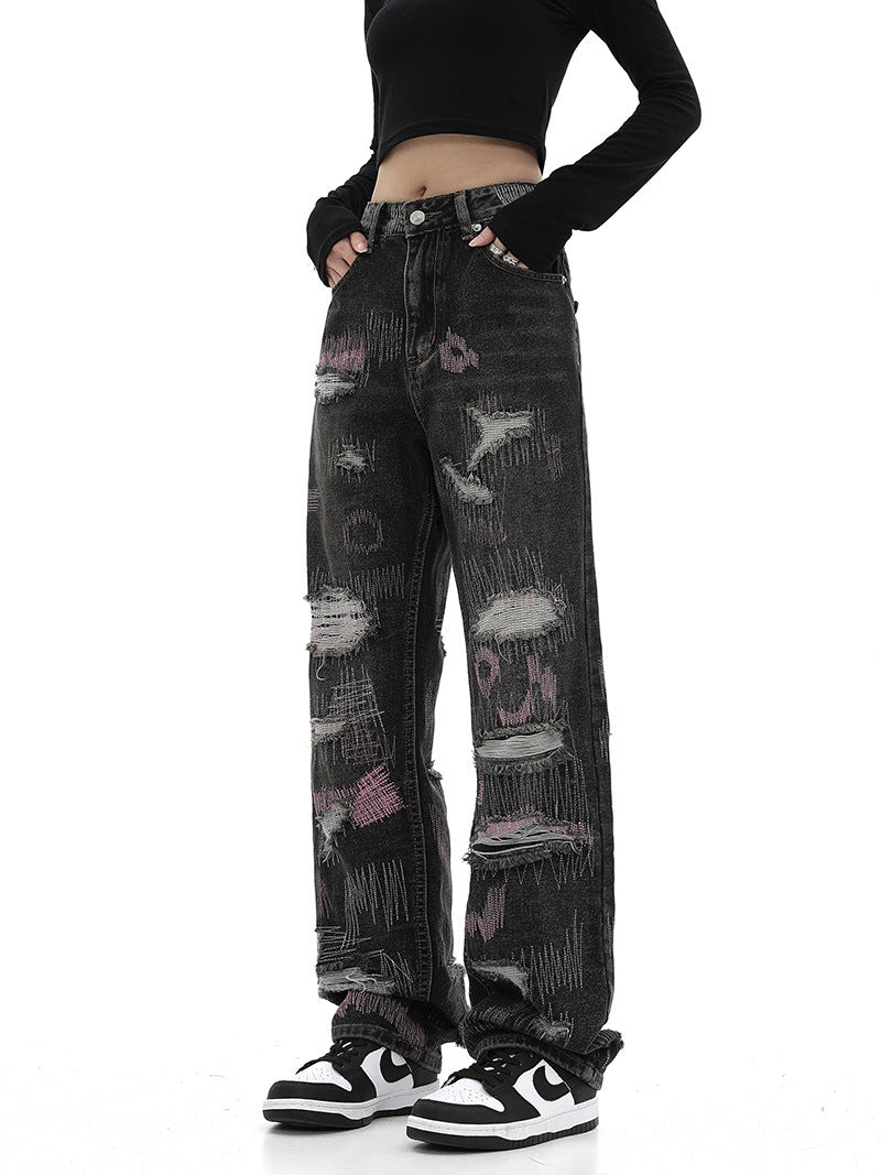 Retro Streetwear Dark Hip-Hop Jeans
