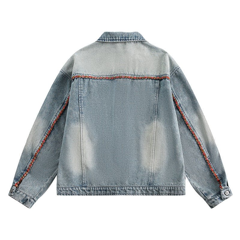 Vintage Denim Patchwork Embroidered Street Jacket