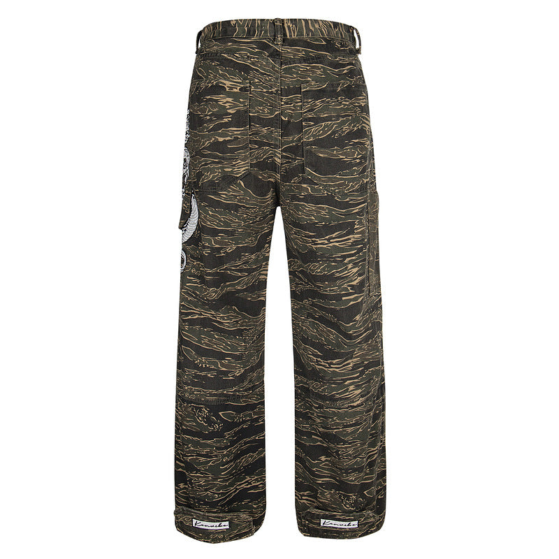 Snake Year Camouflage Loose Wide-Leg Jeans