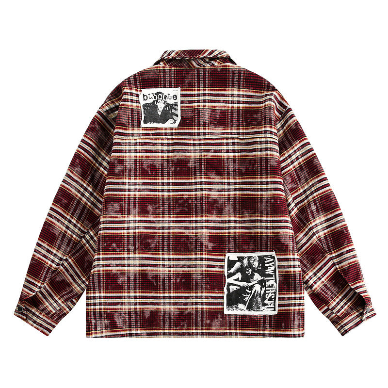 Vintage Illustration Plaid Jacket