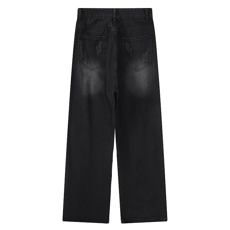 American High-Street RO-Inspired Ripped Black Jeans