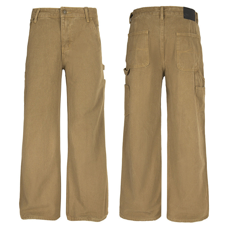 Vintage Yellow Washed Workwear Denim Carpenter Pants