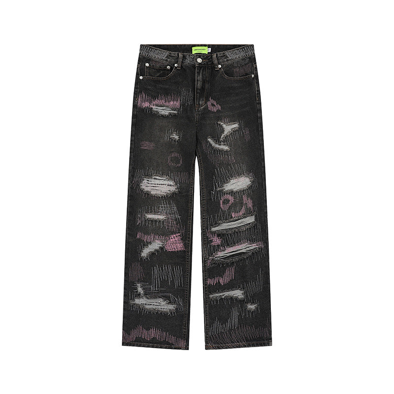 Retro Streetwear Dark Hip-Hop Jeans