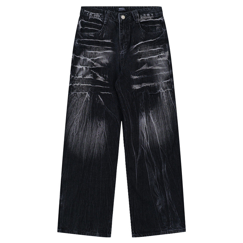 Vintage Lightning Washed Baggy Wide-Leg Jeans