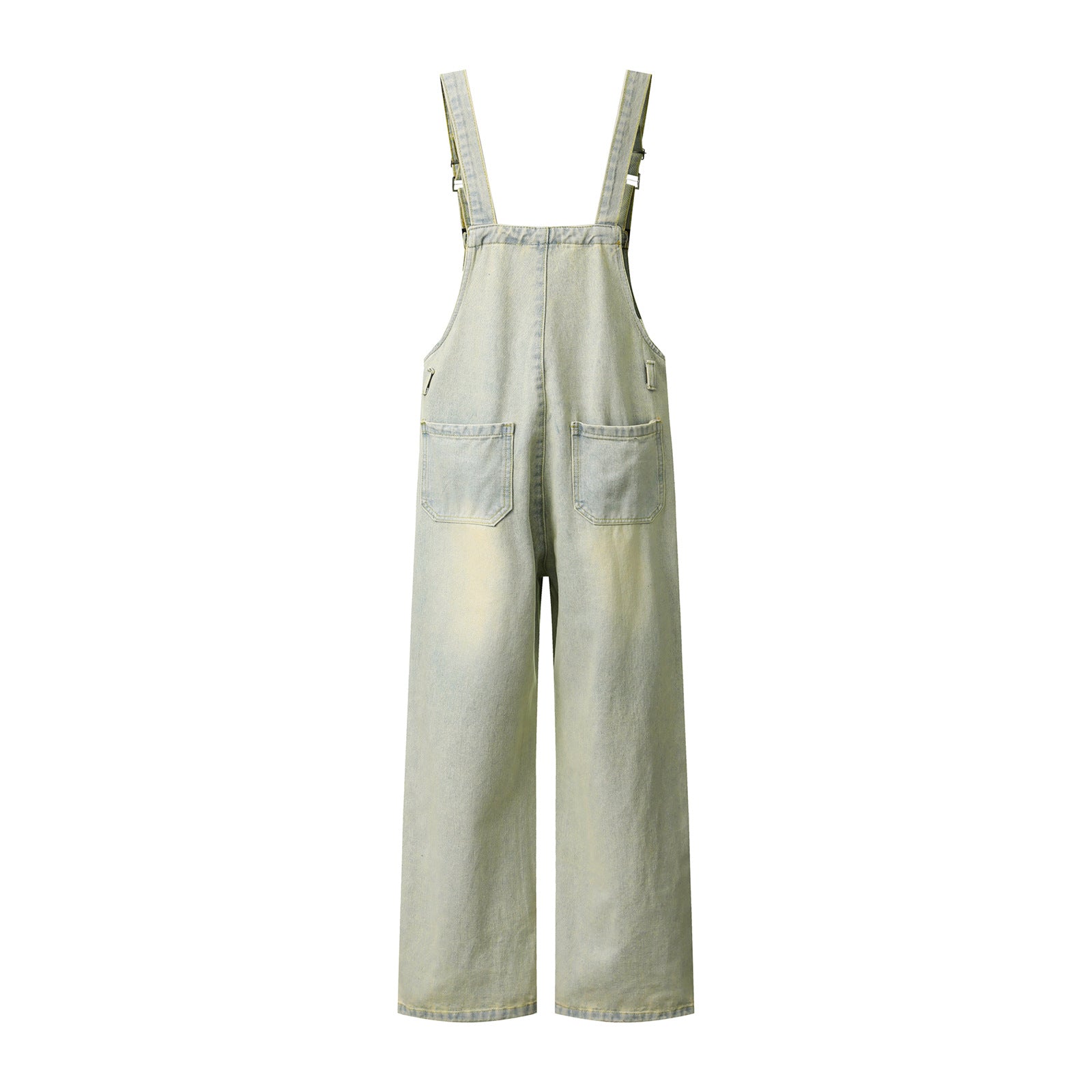 Washed Denim Overalls with Bear Embroidery