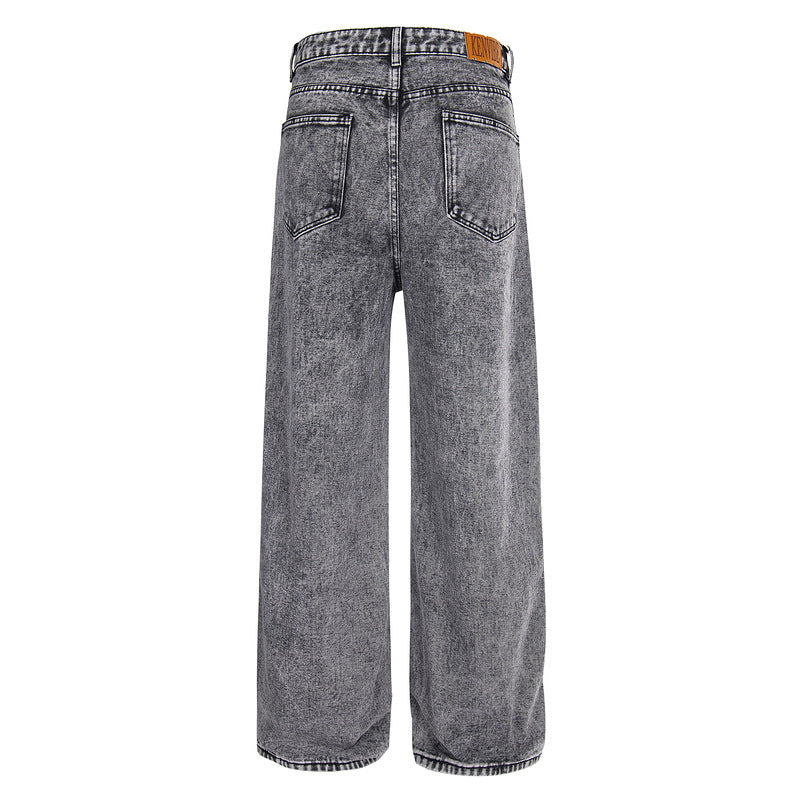 Pink Spray Paint Hip-Hop Vintage Denim Pants