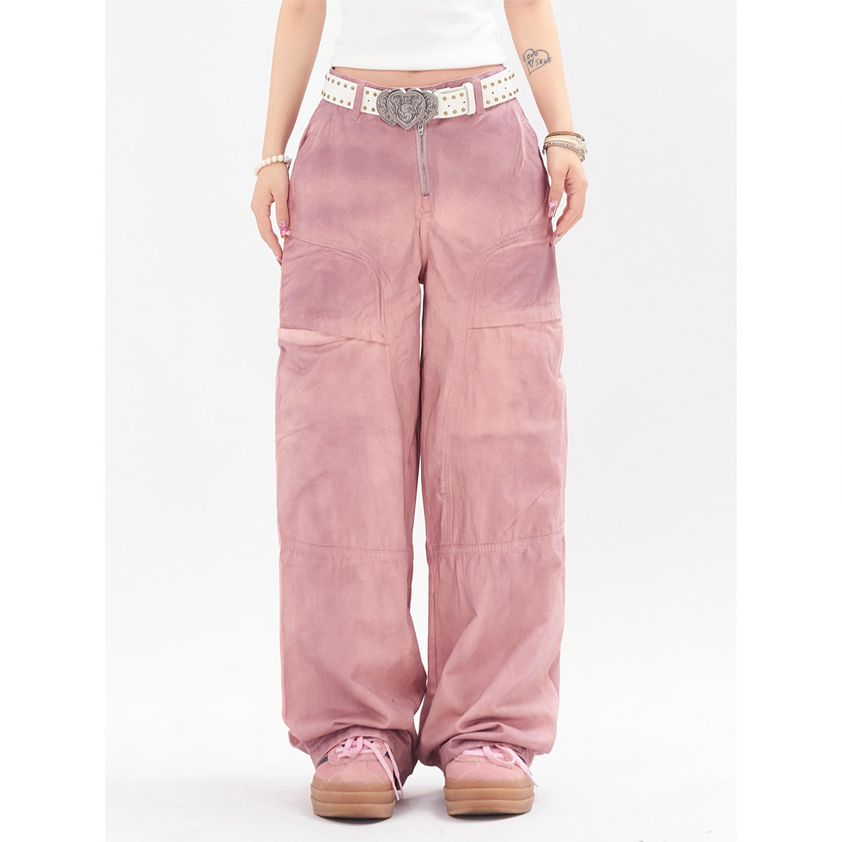 Vintage Tie-Dye Loose Jeans with 3D Wrinkle Detail