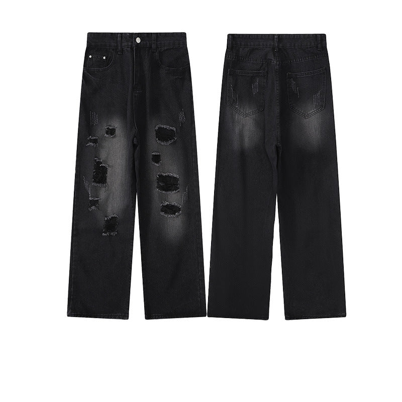 American High-Street RO-Inspired Ripped Black Jeans
