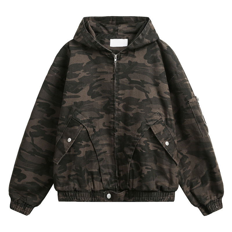 Hooded Camo Utility Jacket – Retro Zip Style