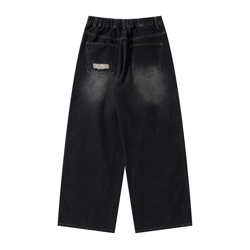 Streetwear Patchwork Design Loose Straight-Leg Jeans