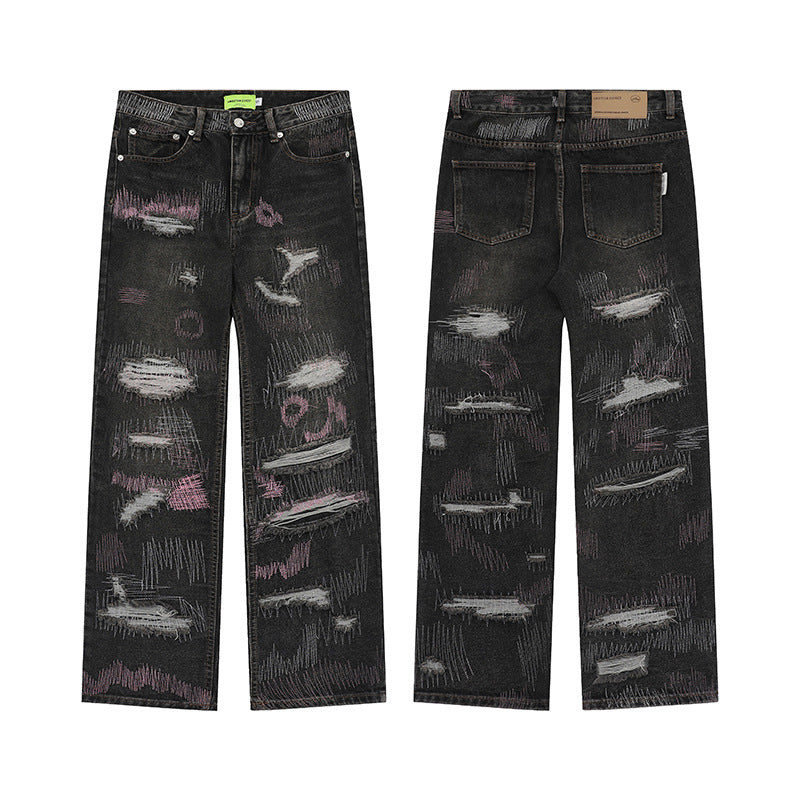 Retro Streetwear Dark Hip-Hop Jeans