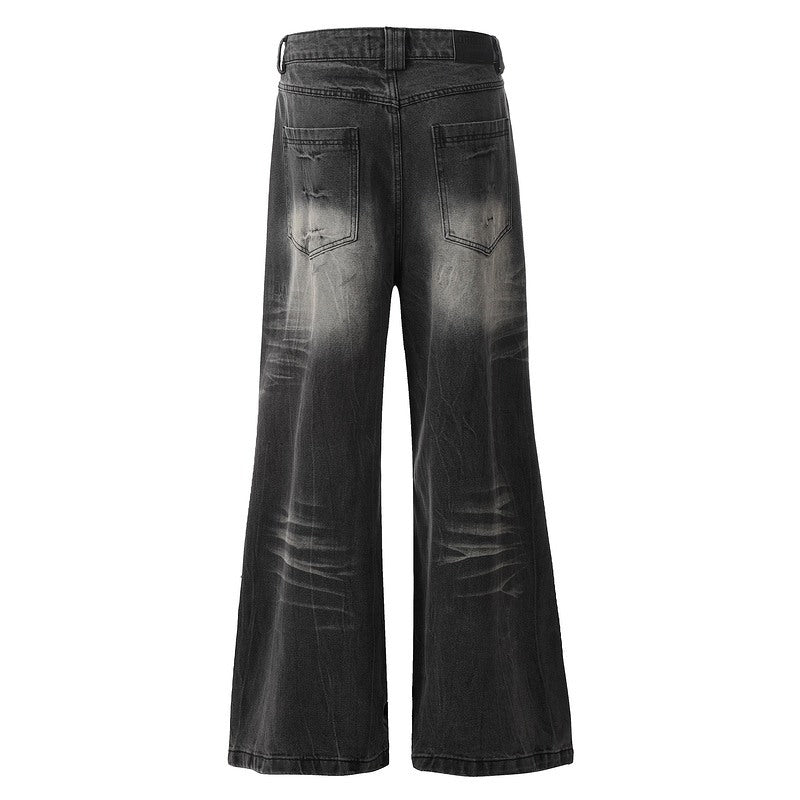 Vintage Black Tie-Dye Wide Leg Denim Jeans