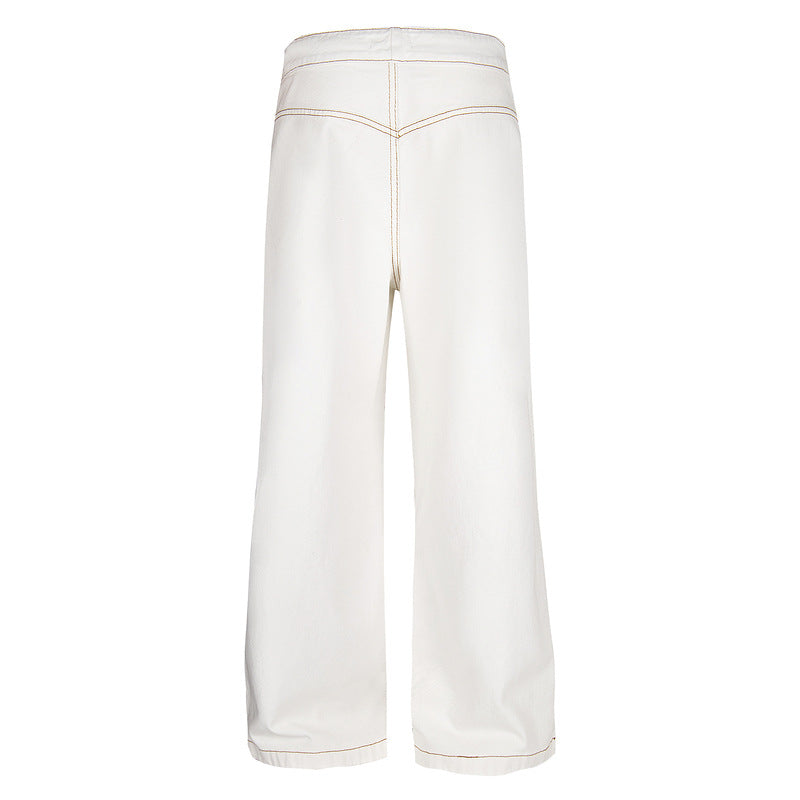 Cartoon Print Loose Straight-Leg Jeans