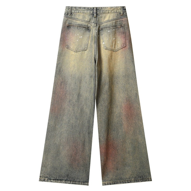 Vintage Rust Stain Straight Leg Washed Jeans