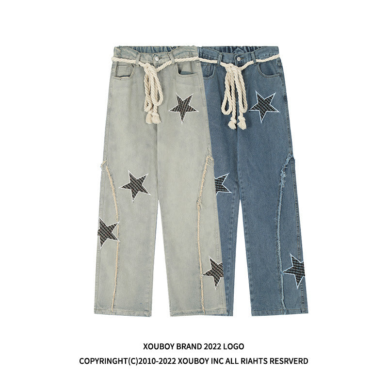 Star Patch Straight-Leg Relaxed Jeans