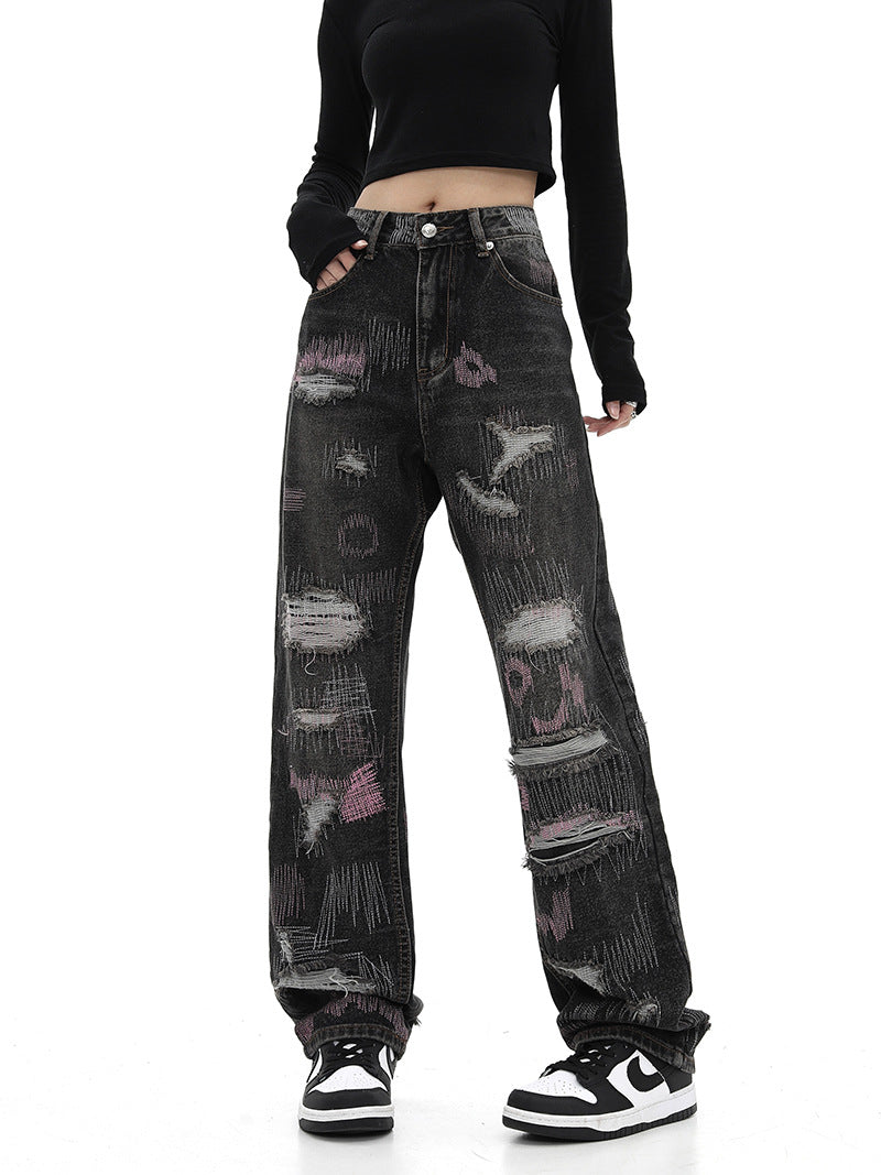 Retro Streetwear Dark Hip-Hop Jeans