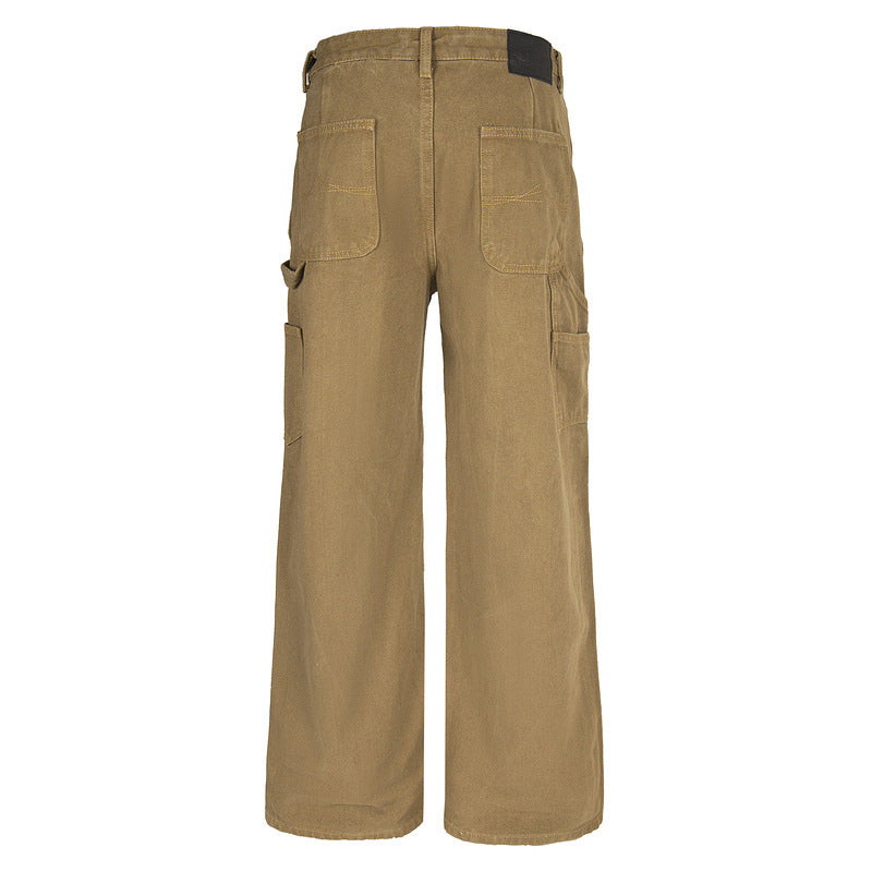 Vintage Yellow Washed Workwear Denim Carpenter Pants