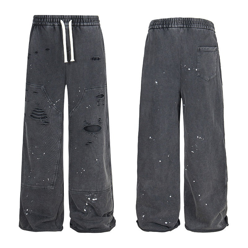 Deconstructed Paint-Washed Utility Cargo Pants