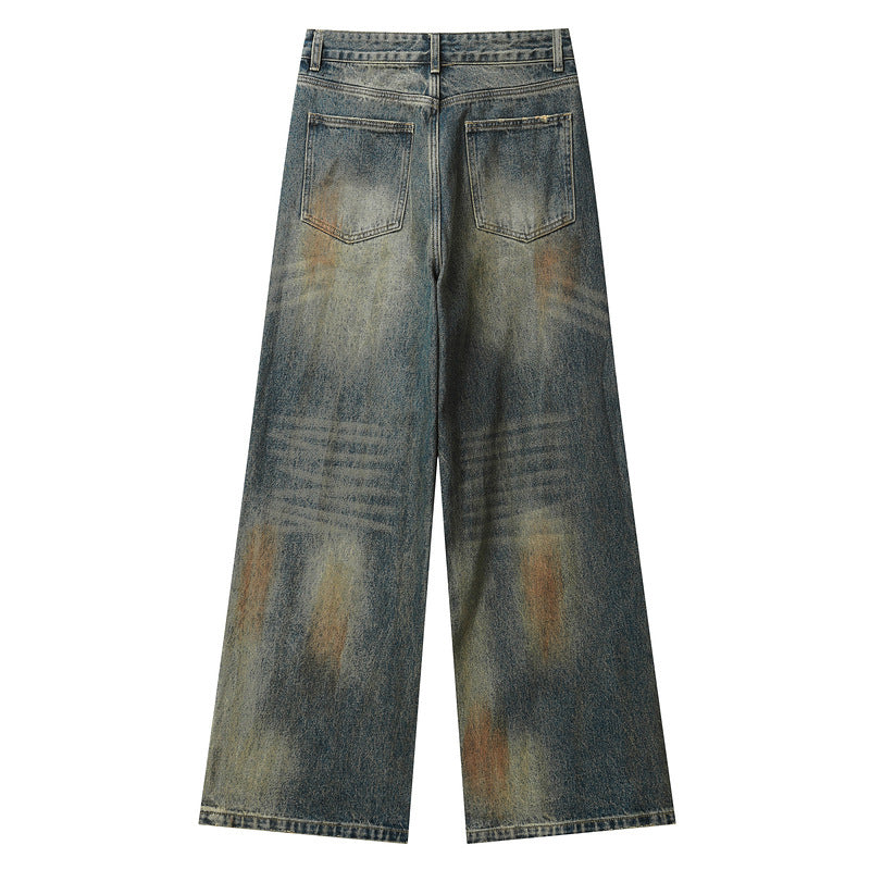 Rust-Washed Wasteland-Style Vintage Straight-Leg Jeans