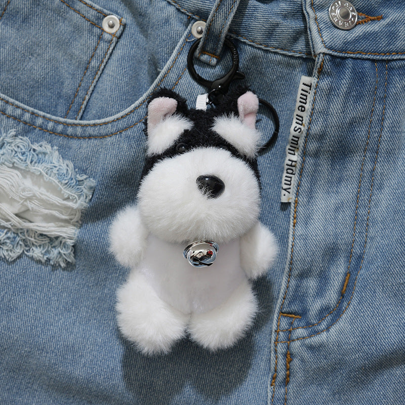 Flocked Puppy Patch Ripped Straight-Leg Jeans