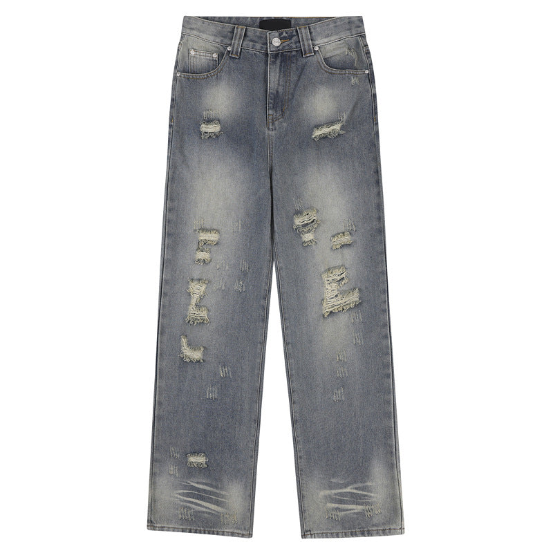 Original Vintage Washed Ripped Wide-Leg Jeans – American Wasteland Style