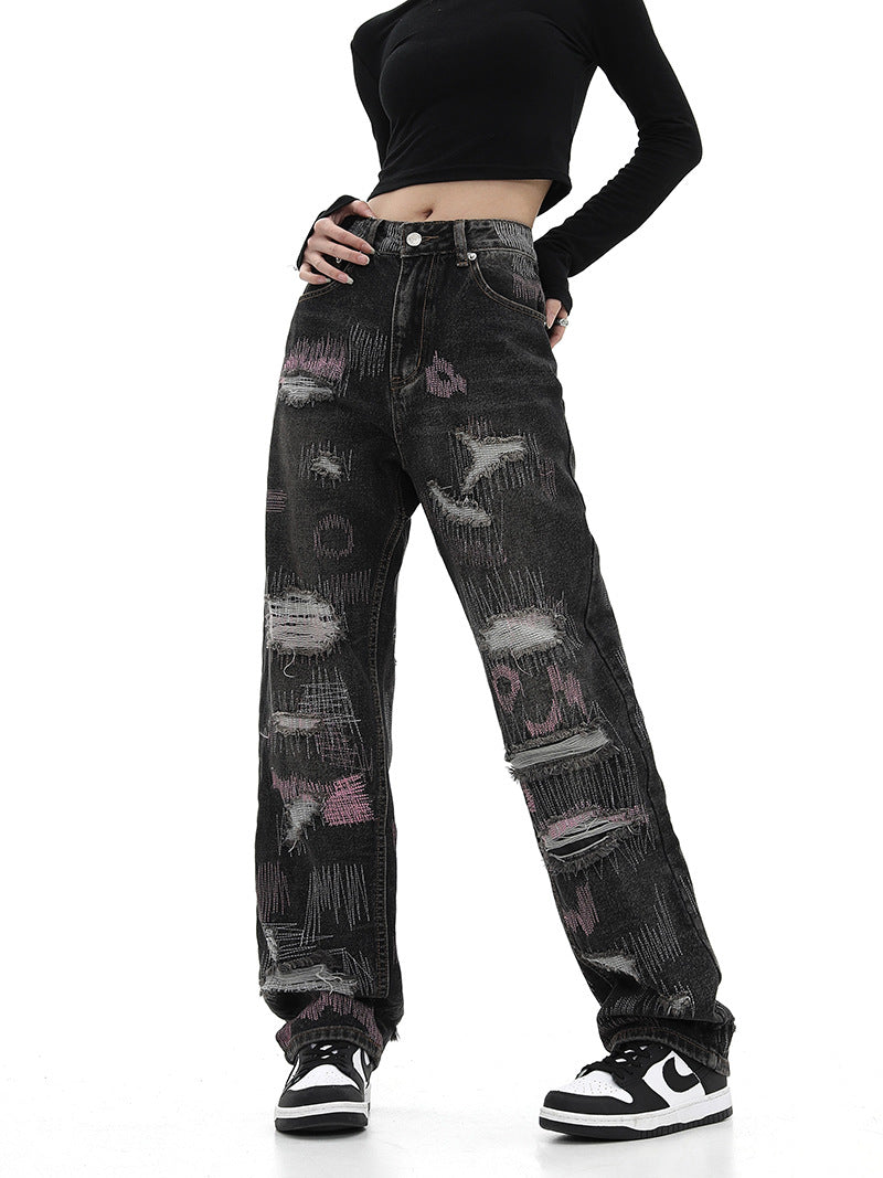 Retro Streetwear Dark Hip-Hop Jeans