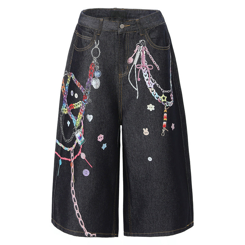 American-Style Loose Fit Straight-Leg Denim Shorts