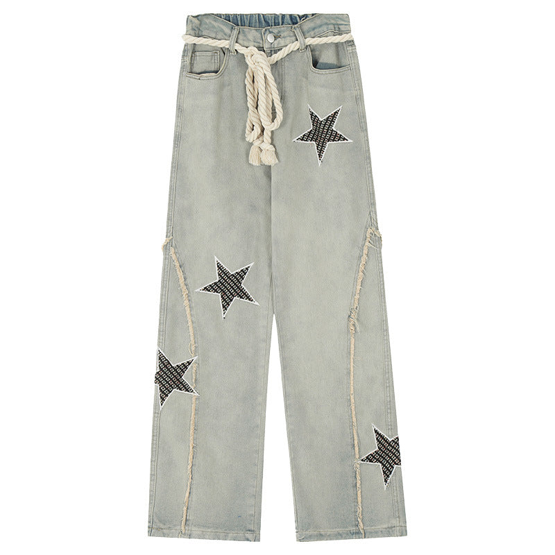 Star Patch Straight-Leg Relaxed Jeans