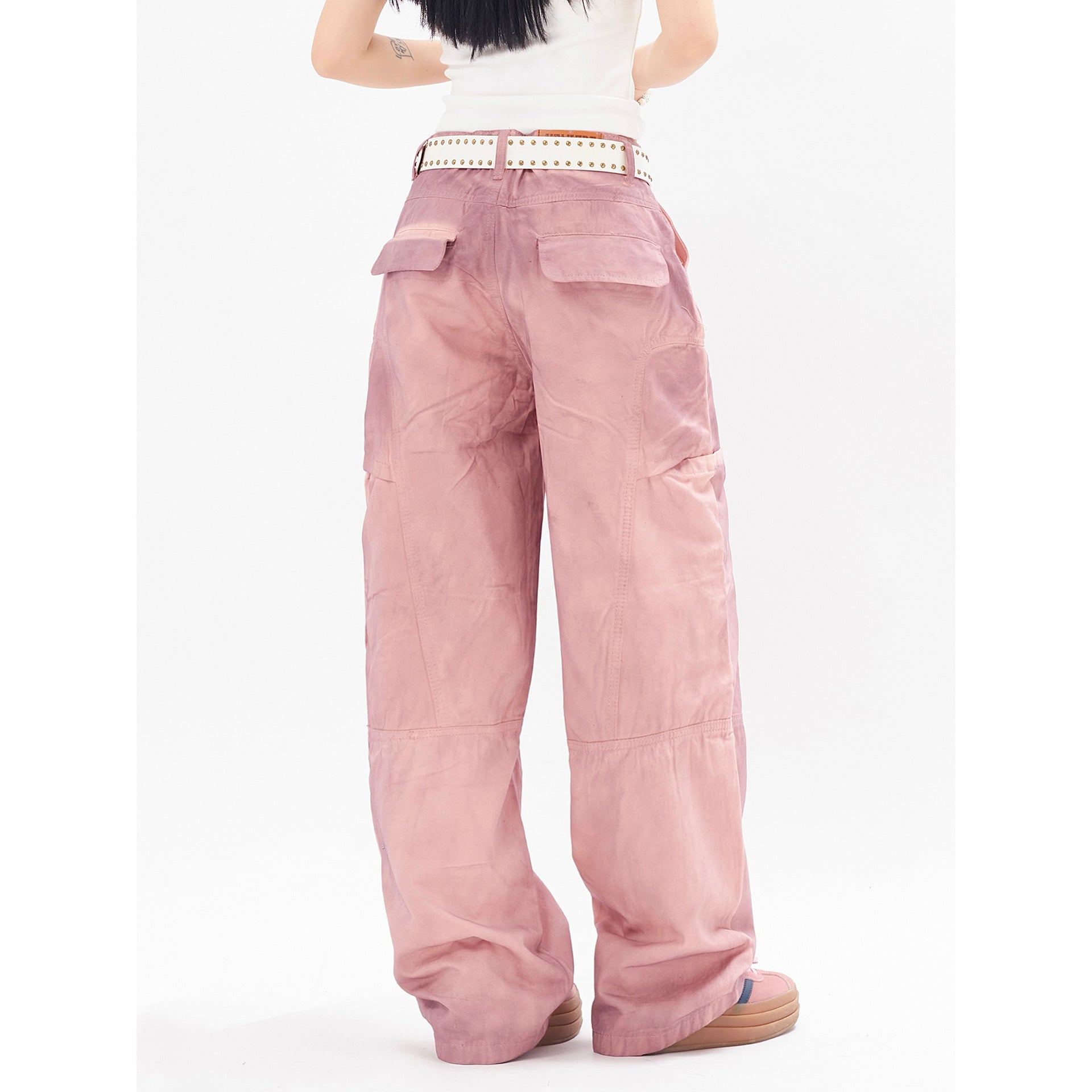 Vintage Tie-Dye Loose Jeans with 3D Wrinkle Detail