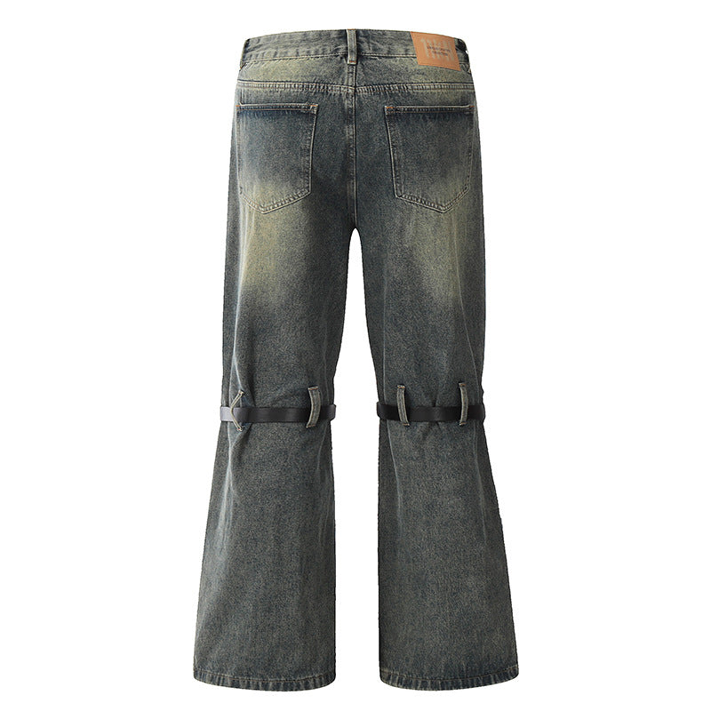 Structured Flared Wide-Leg Jeans