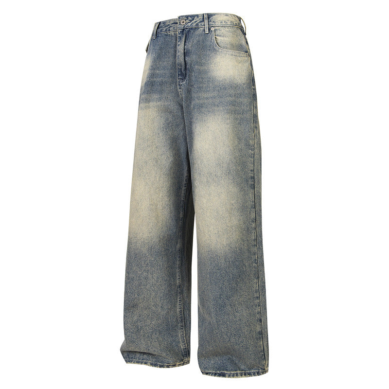 Washed Vintage Loose Straight Leg Denim Jeans