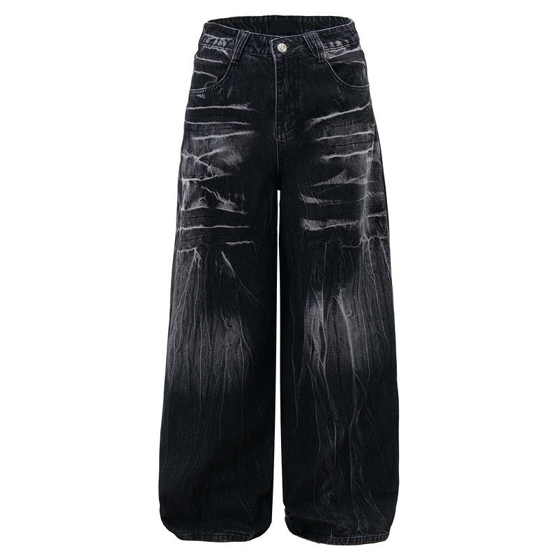 Vintage Lightning Washed Baggy Wide-Leg Jeans