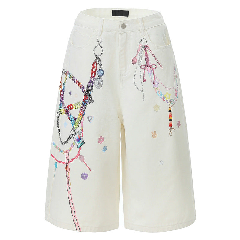 American-Style Loose Fit Straight-Leg Denim Shorts