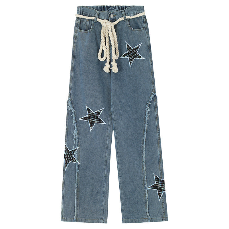 Star Patch Straight-Leg Relaxed Jeans
