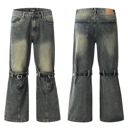 Structured Flared Wide-Leg Jeans