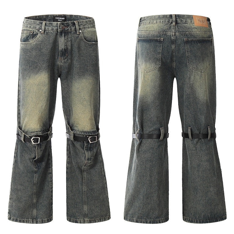 Structured Flared Wide-Leg Jeans