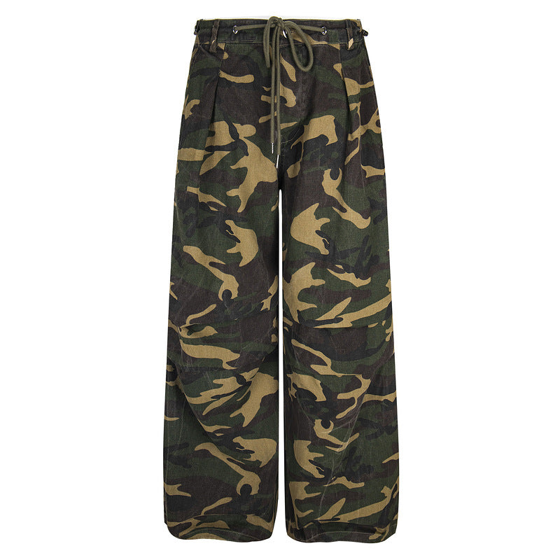 Vintage Knife-Cut Camo Cargo Pants