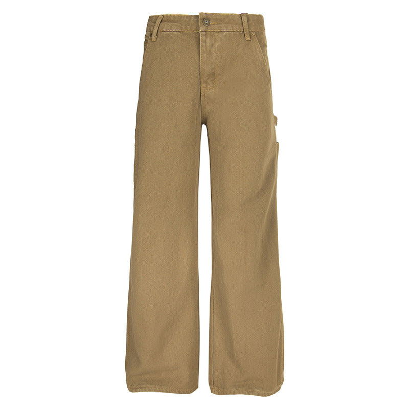 Vintage Yellow Washed Workwear Denim Carpenter Pants