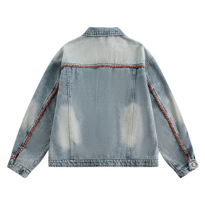 Vintage Denim Patchwork Embroidered Street Jacket