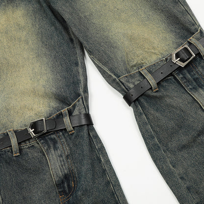 Structured Flared Wide-Leg Jeans