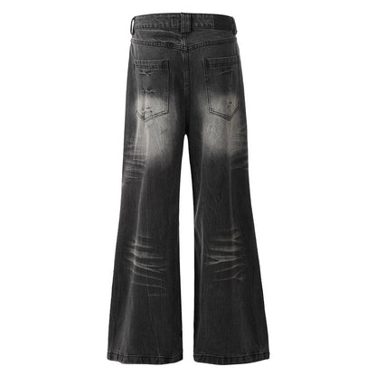 Vintage Black Tie-Dye Wide Leg Denim Jeans