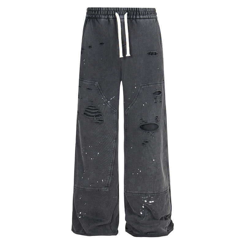 Deconstructed Paint-Washed Utility Cargo Pants