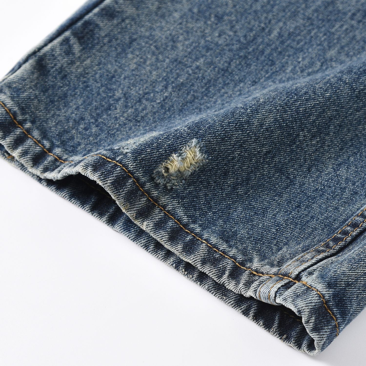 High-Street Distressed Mud-Dyed Vintage Washed Straight-Leg Jeans