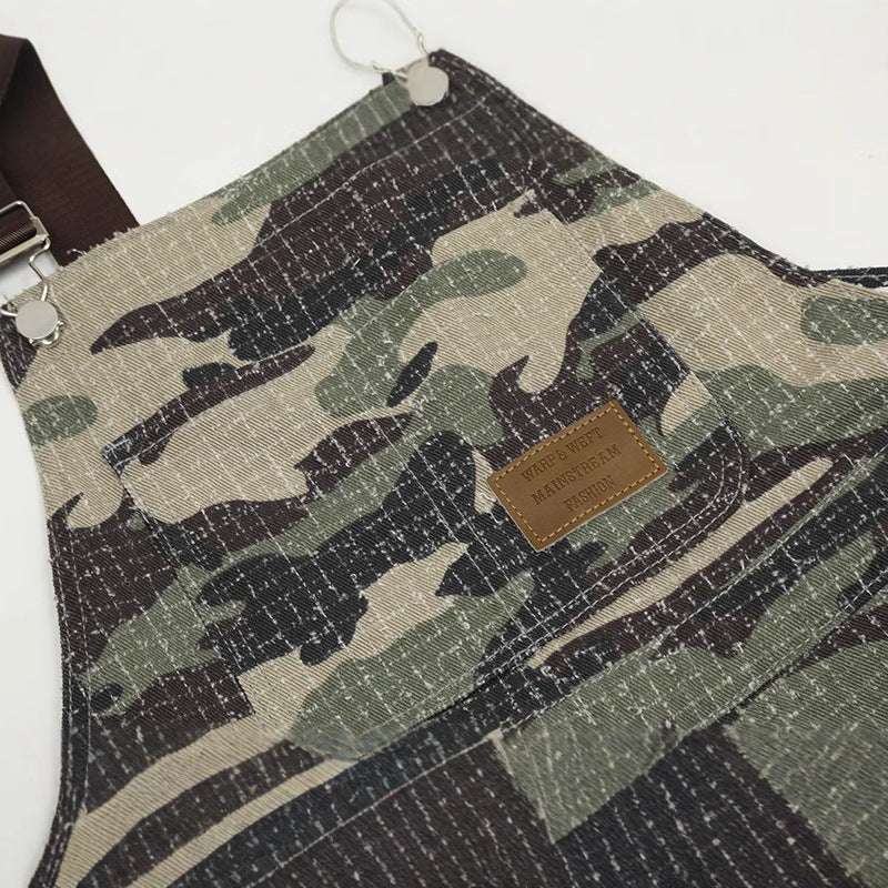 Vintage Camo Streetwear Utility Overalls with Straps